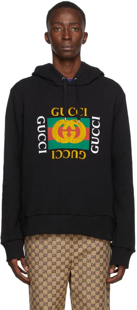 gucci black hoodie with white logo|Gucci hoodie reflective.